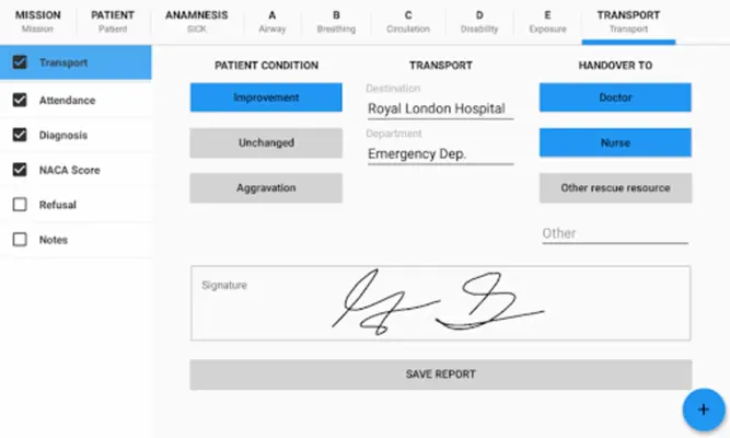 EMS Protocol - the efficient med. emergency report android App screenshot 0